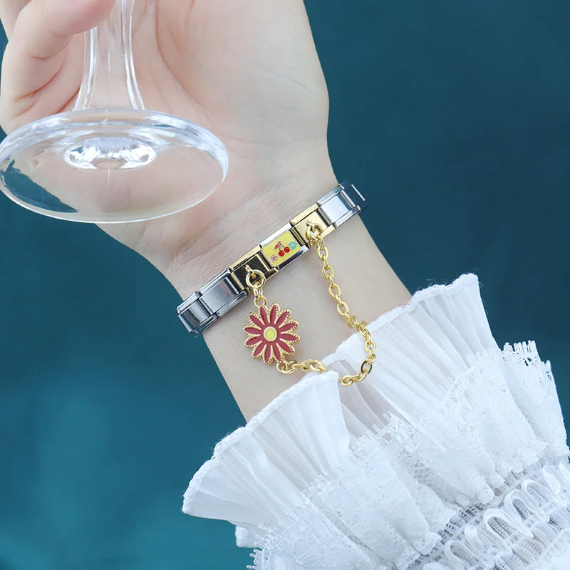 Daisy Safety Chain Gold Italian Charms - Image 2