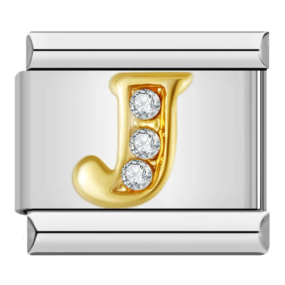 Gold Crystal Letter Italian Charms A to Z - Image 15
