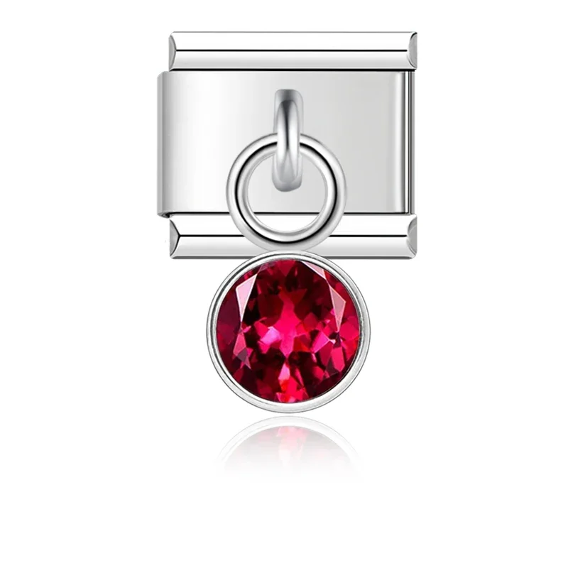 Silver Birthstone Crystal Dangle Italian Charm - Image 8