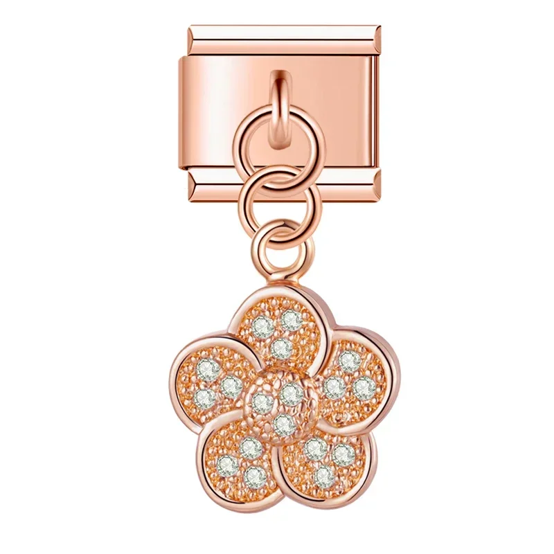 Rose Gold Crystal Symbol Dangle Italian Charms - Image 7