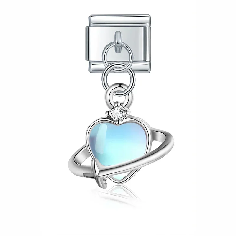 Moonstone Tulip and Heart Dangle Italian Charms - Image 8