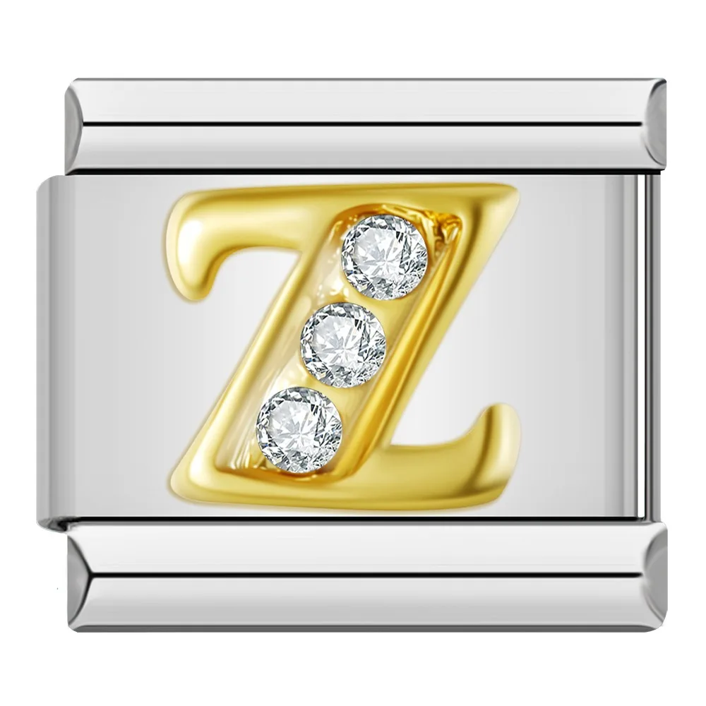 Gold Crystal Letter Italian Charms A to Z - Image 23