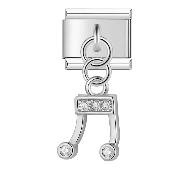 Crystal Crown, Hamsa and Music Note Dangle Italian Charms - Image 4