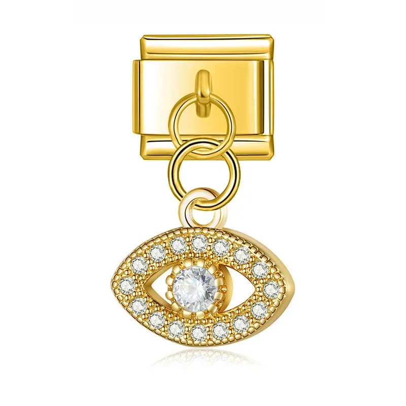 Crystal Eye, Hamsa and Lips Dangle Italian Charms - Image 15
