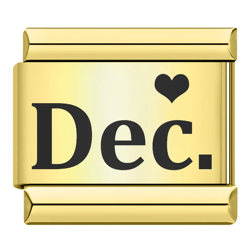 Gold Month Name Heart Italian Charm - Image 11