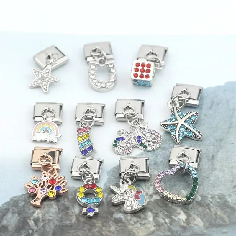 Crystal Animal and Symbol Dangle Italian Charms