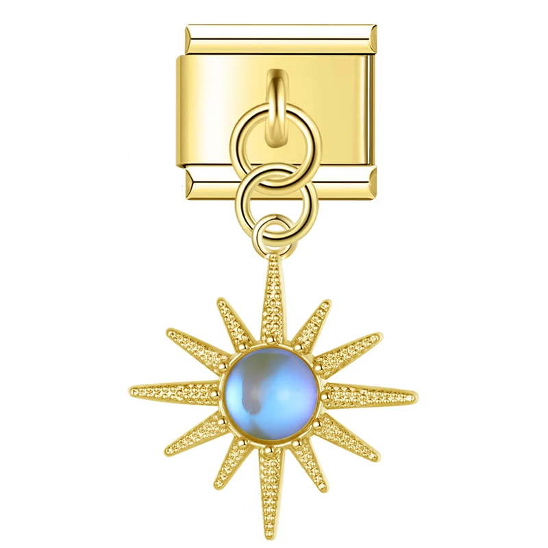 Opal Heart and Sunburst Dangle Italian Charms - Image 9