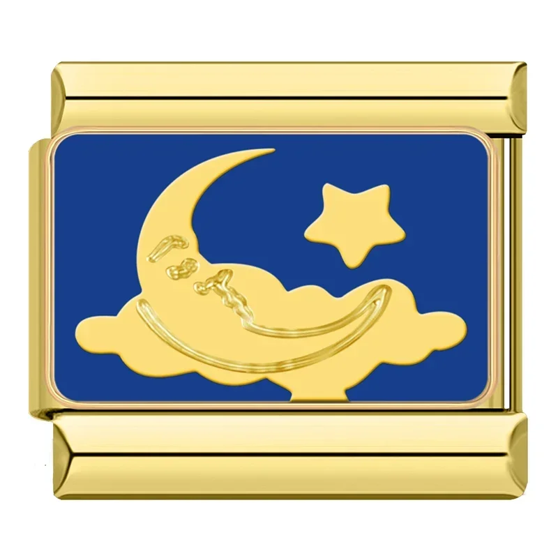 Heart, Moon and Star Gold Italian Charms - Image 3