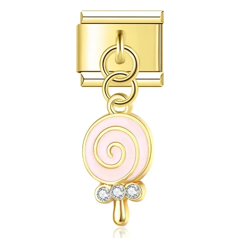 Gold Love, Lips and Lollipop Dangle Italian Charms - Image 6
