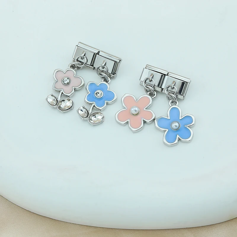 Butterfly and Flower Dangle Italian Charms - Image 3
