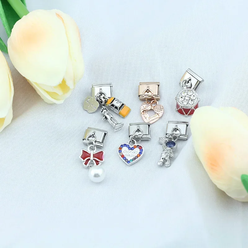 Cherry, Heart and Astronaut Dangle Italian Charms - Image 3