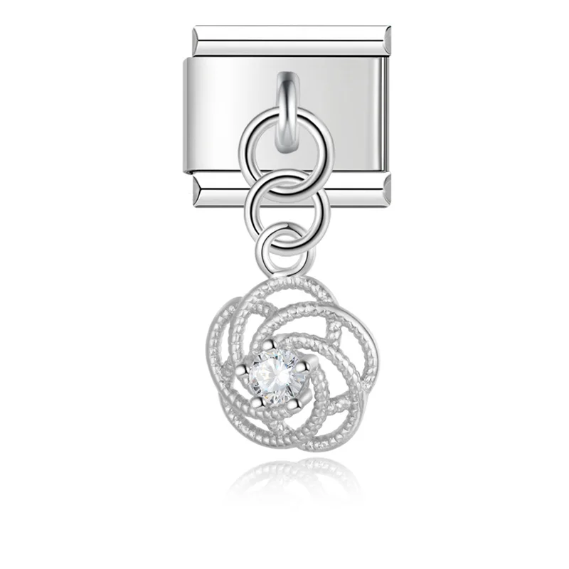 Crystal Flower and Puppy Dangle Italian Charms - Image 6