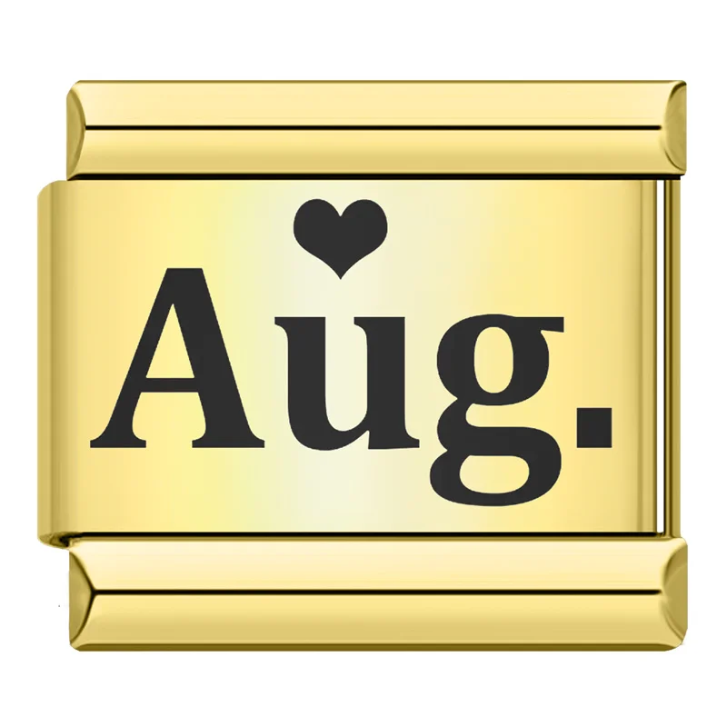 Gold Month Name Heart Italian Charm - Image 12