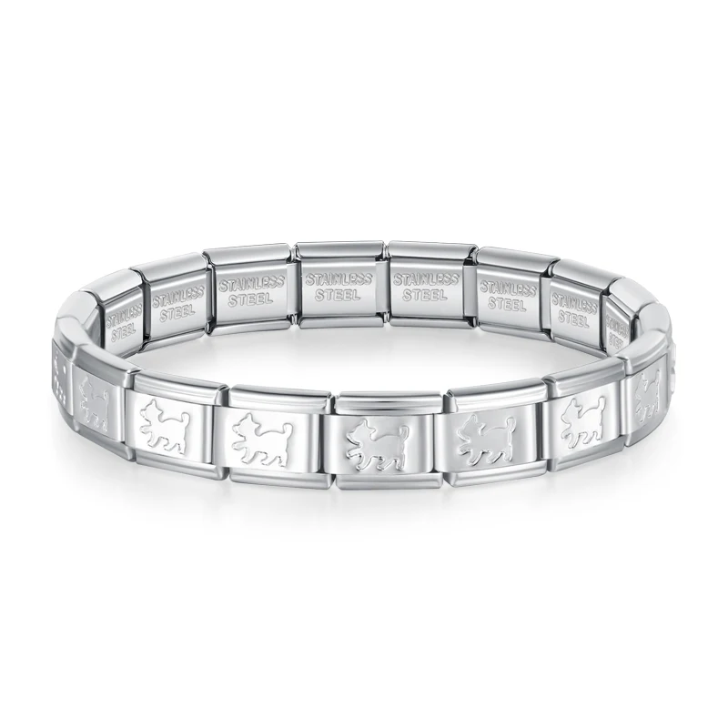 Moon, Flower and Paw Italian Charm Bracelet - Image 10