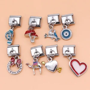 Tulip, Heart and Halloween Dangle Italian Charms