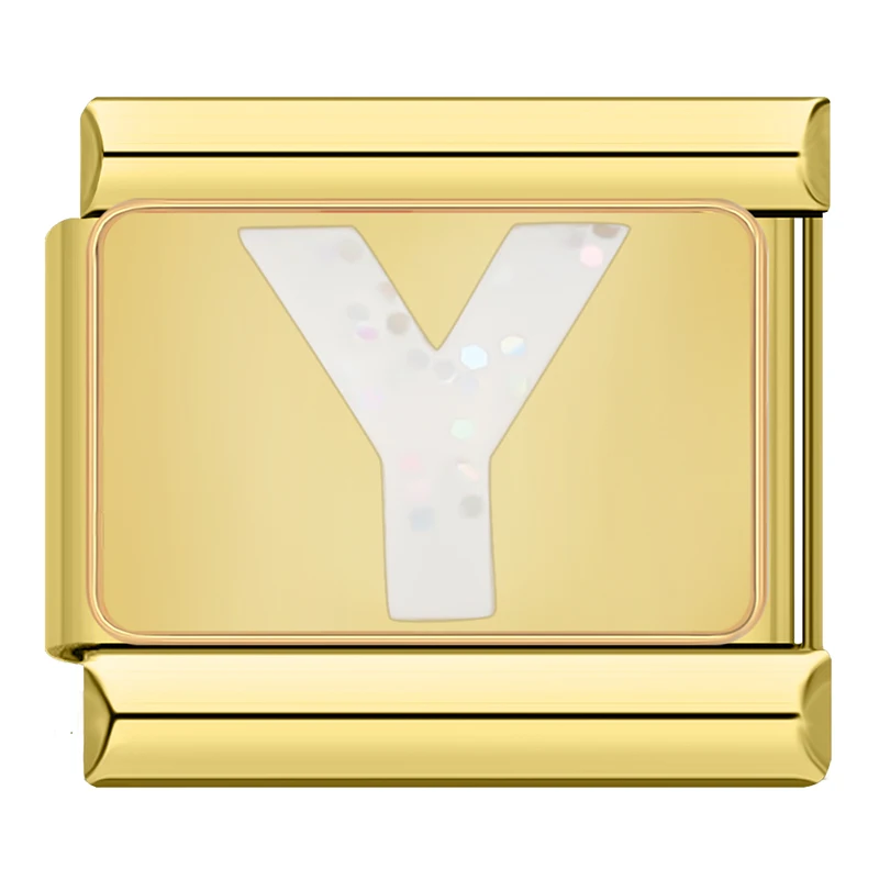 Sparkle Gold Letter Italian Charms - Image 5