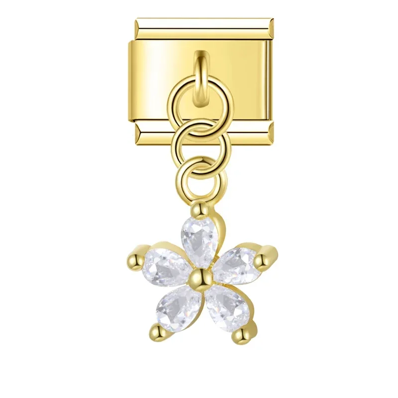Crystal Compass and Flower Dangle Italian Charms - Image 10