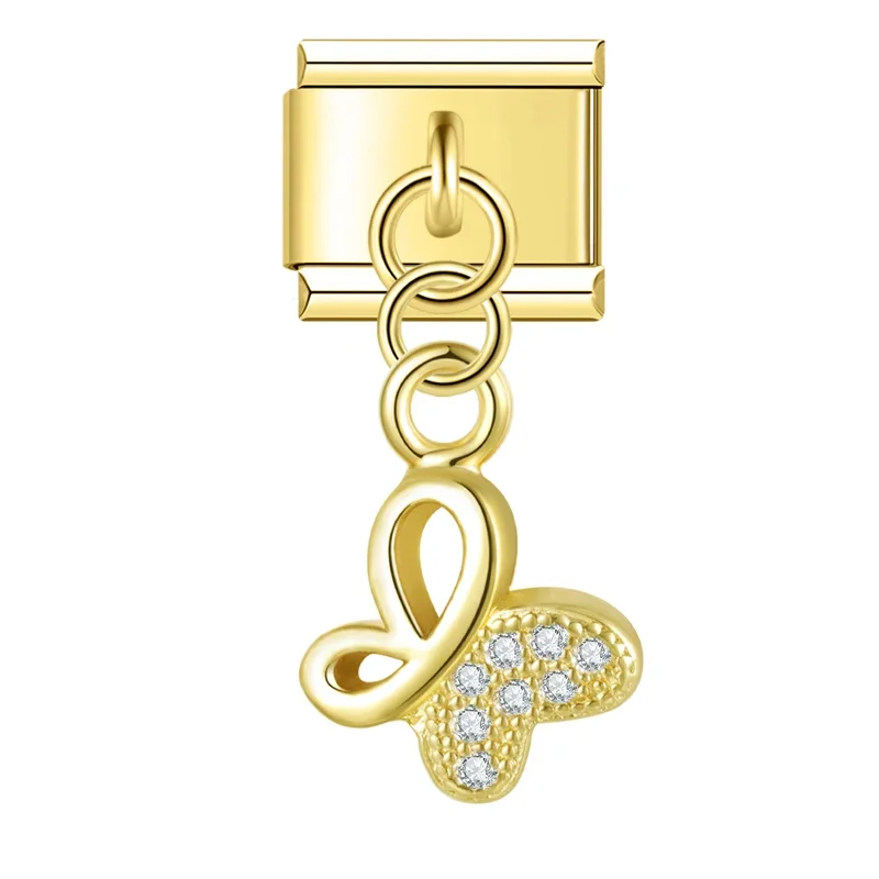 Crystal Butterfly and Elephant Dangle Italian Charms - Image 6