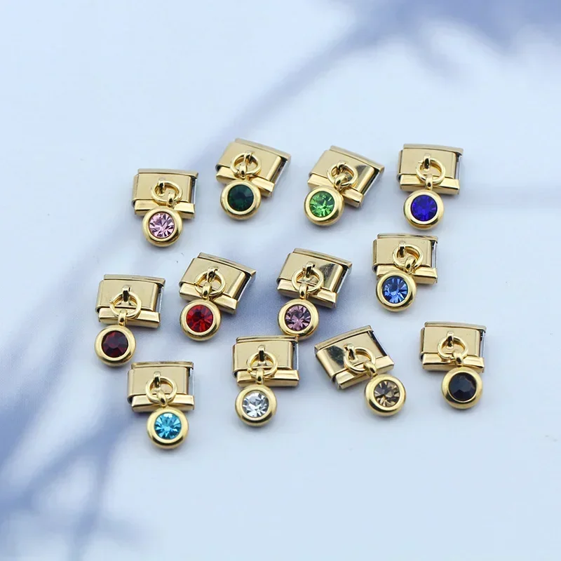 Petite Gold Birthstone Drop Italian Charm - Image 3