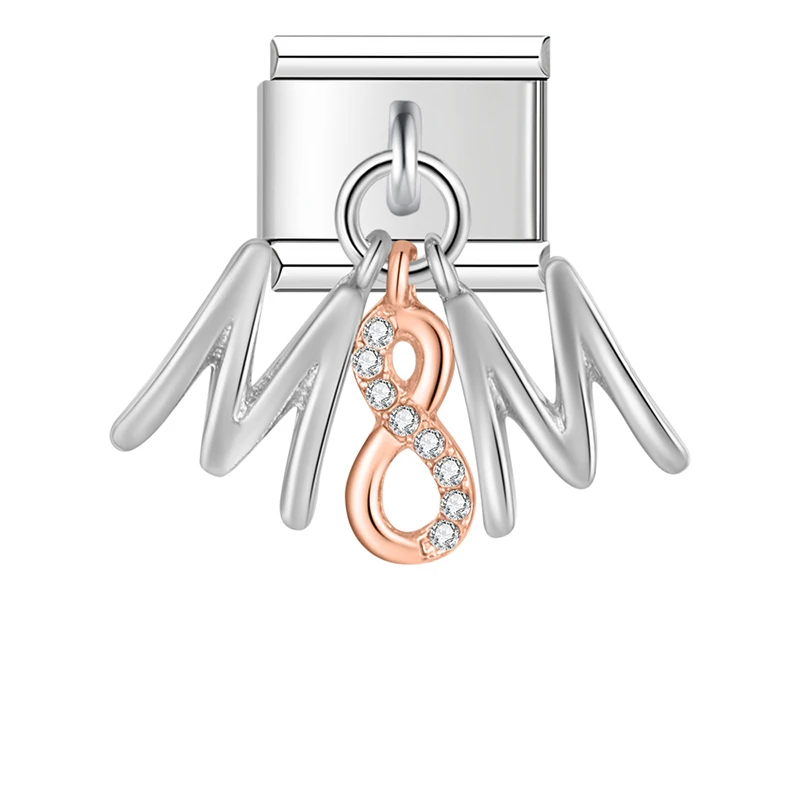 Moon, Flower and Butterfly Dangle Italian Charms - Image 2