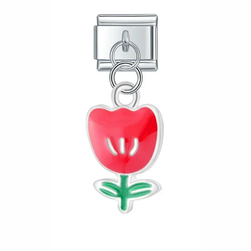 Tulip and Rose Dangle Italian Charms - Image 14