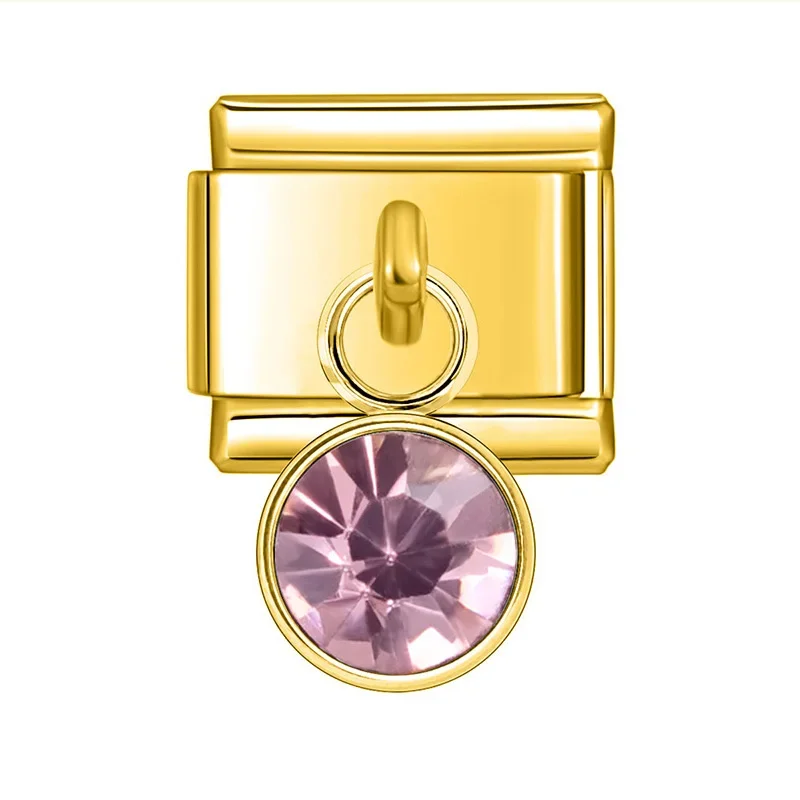 Gold Birthstone Crystal Dangle Italian Charm - Image 13