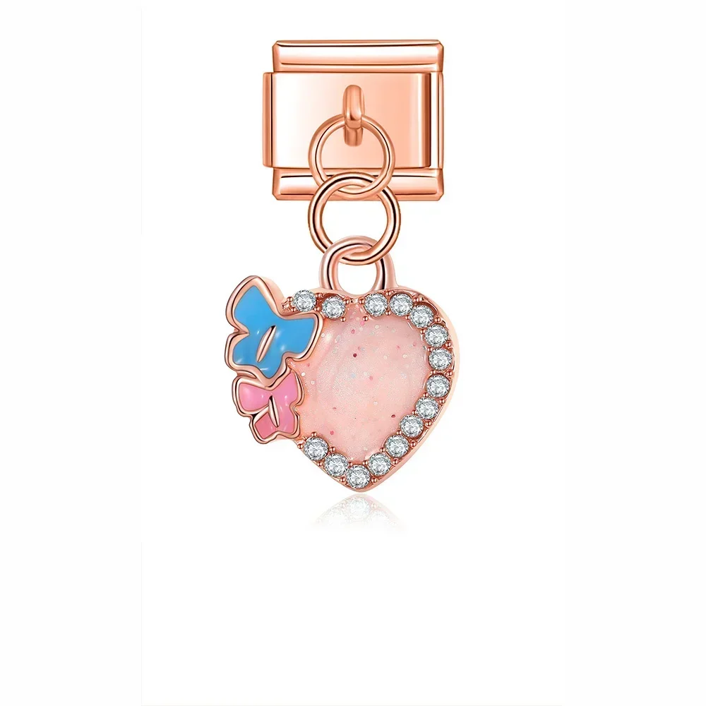 Heart, Rainbow and Feather Dangle Italian Charms - Image 4