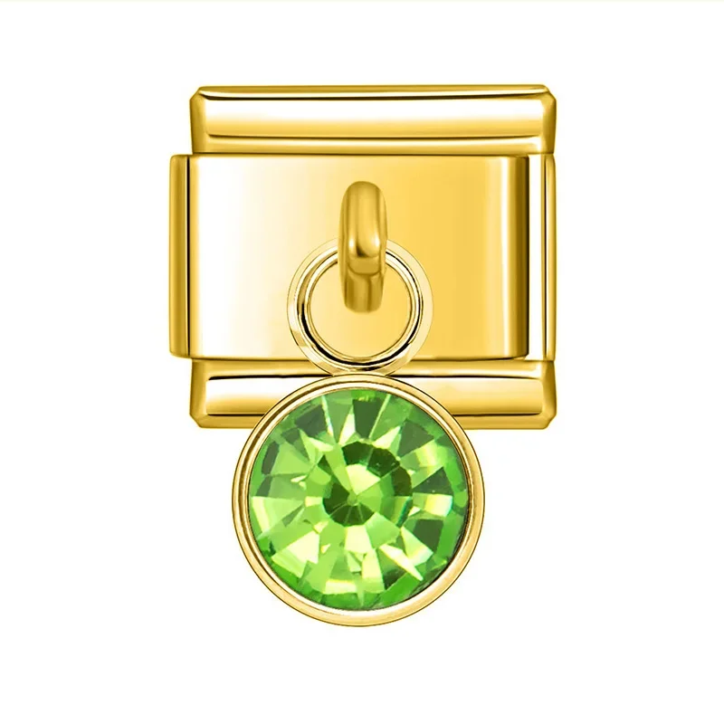 Gold Birthstone Crystal Dangle Italian Charm - Image 6