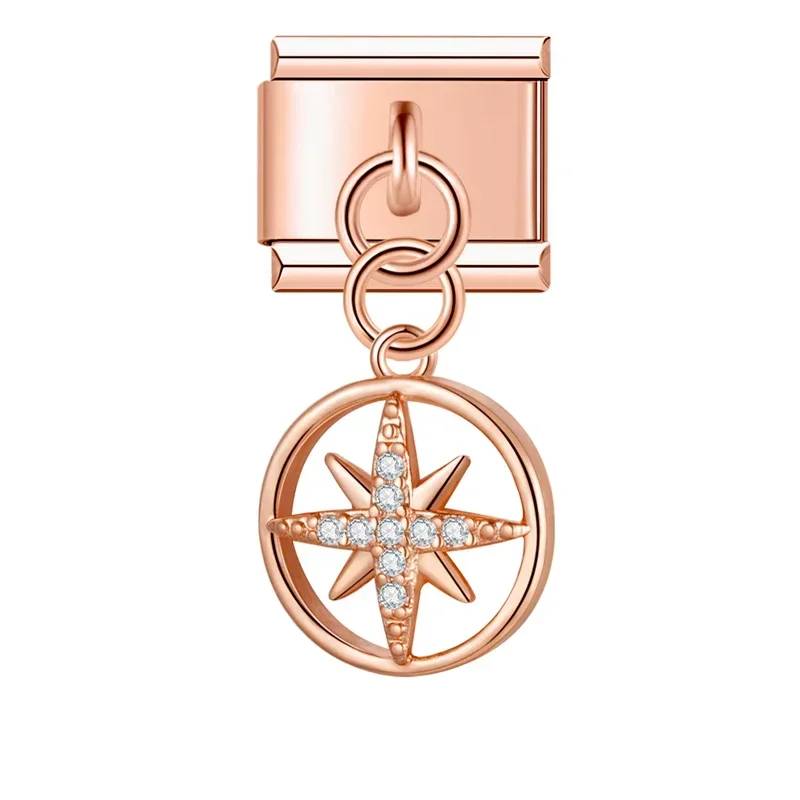 Crystal Compass and Flower Dangle Italian Charms - Image 12