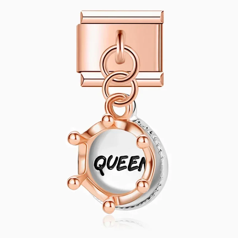 Rose Gold and Silver Love Dangle Italian Charms - Image 14