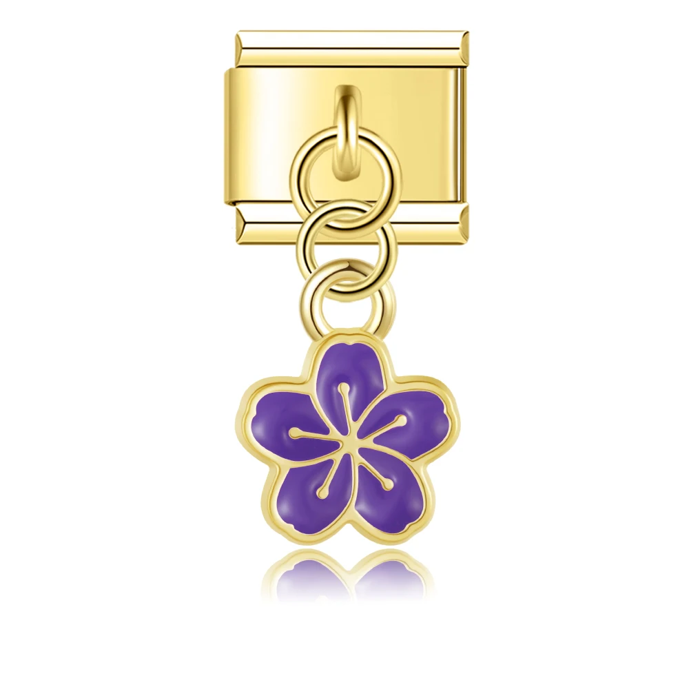 Pearl Heart and Flower Gold Dangle Italian Charms - Image 8
