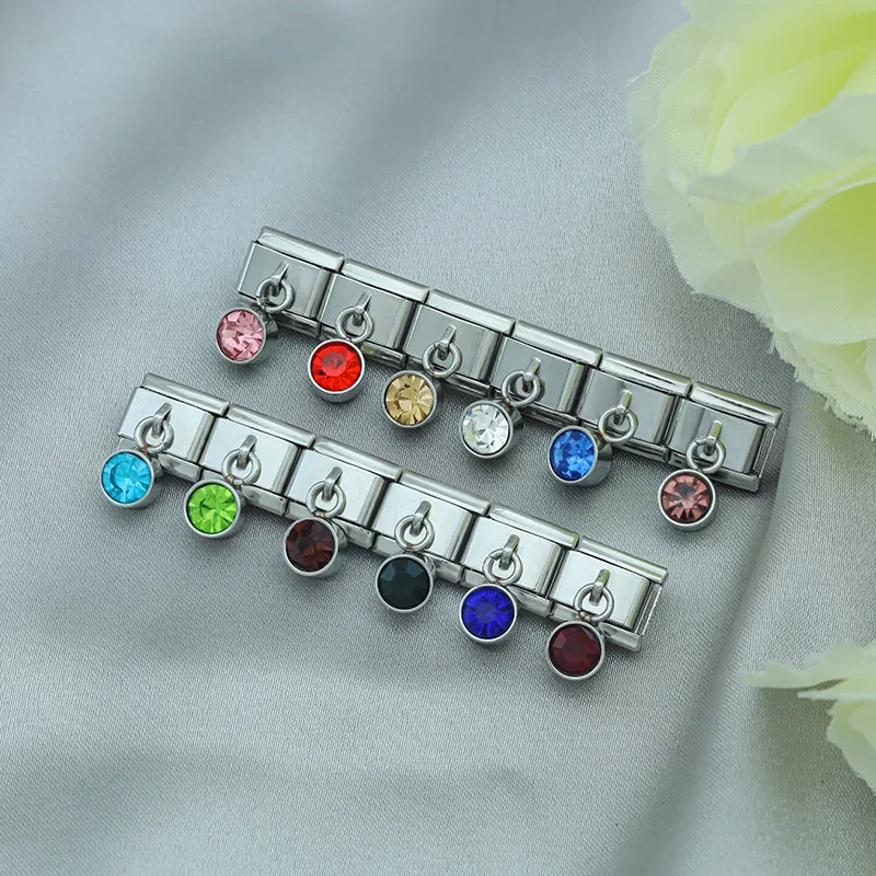 Silver Birthstone Crystal Dangle Italian Charm - Image 3
