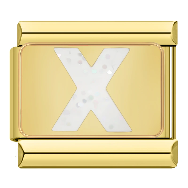 Sparkle Gold Letter Italian Charms - Image 8