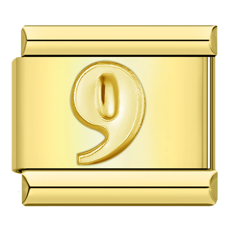 Gold Number Italian Charms 0 to 9 - Image 10