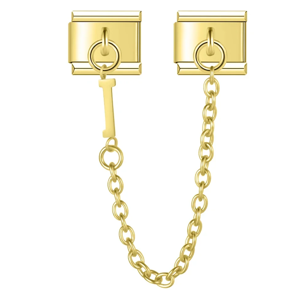 Gold Initial Safety Chain Italian Charms - Image 13
