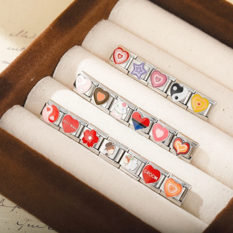 Colourful Heart and Flower Italian Charms - Image 3