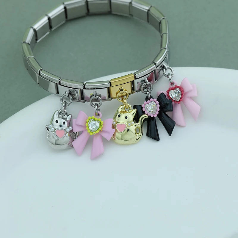 Cat and Bow Dangle Italian Charms - Image 3