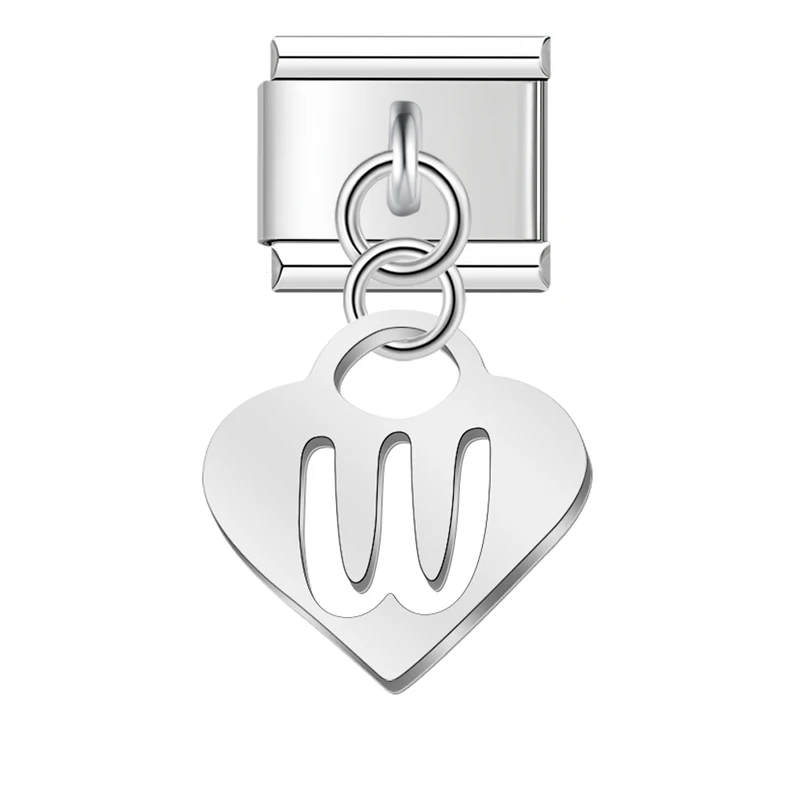 Silver Heart Initial Dangle Italian Charms - Image 6