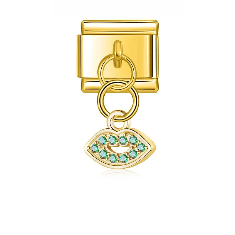 Crystal Eye, Hamsa and Lips Dangle Italian Charms - Image 13