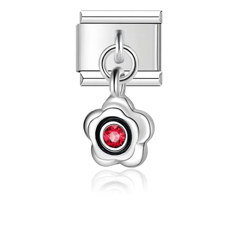 Birthstone Crystal Heart Italian Charms - Image 4