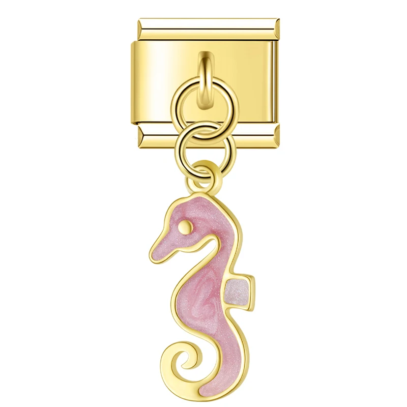 Seahorse, Dolphin and Starfish Dangle Italian Charms - Image 9