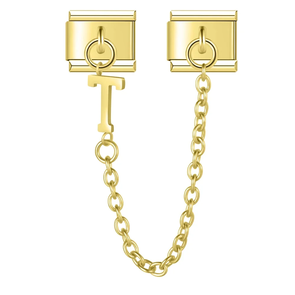 Gold Initial Safety Chain Italian Charms - Image 22