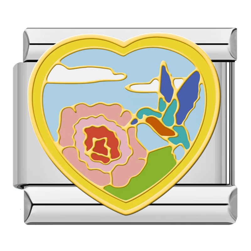 Crystal and Seaside Heart Italian Charms - Image 11