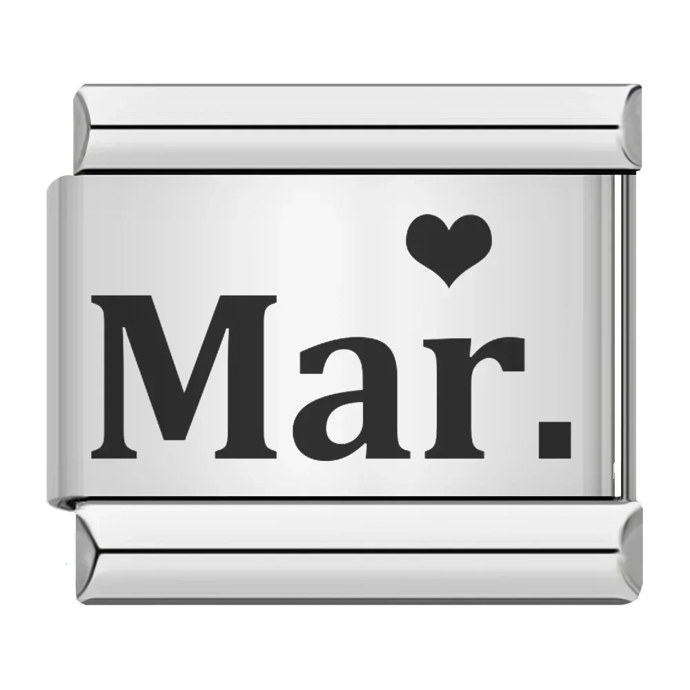 Month Name Heart Italian Charm - Image 9