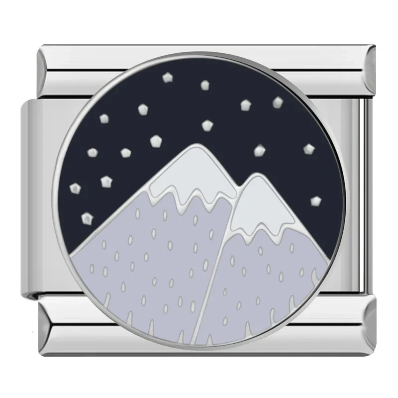 Mountain, Moon and Starry Night Italian Charms