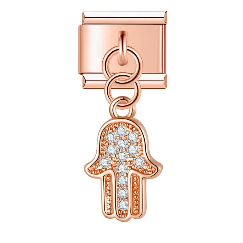 Gold Hamsa, Mask and Heel Dangle Italian Charms - Image 7