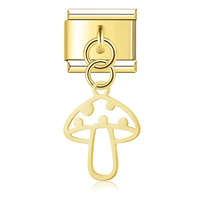 Flower, Mushroom and Puzzle Dangle Italian Charms - Image 13