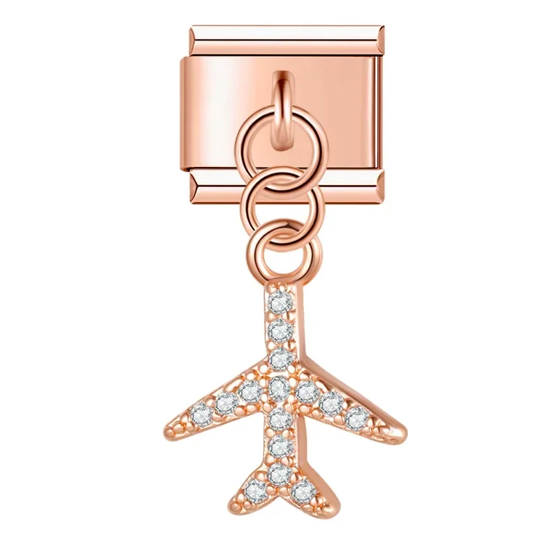 Rose Gold Crystal Symbol Dangle Italian Charms - Image 12