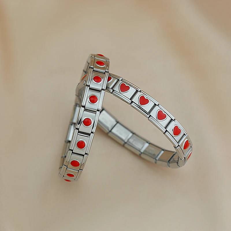 Red Heart and Crown Italian Charm Bracelet