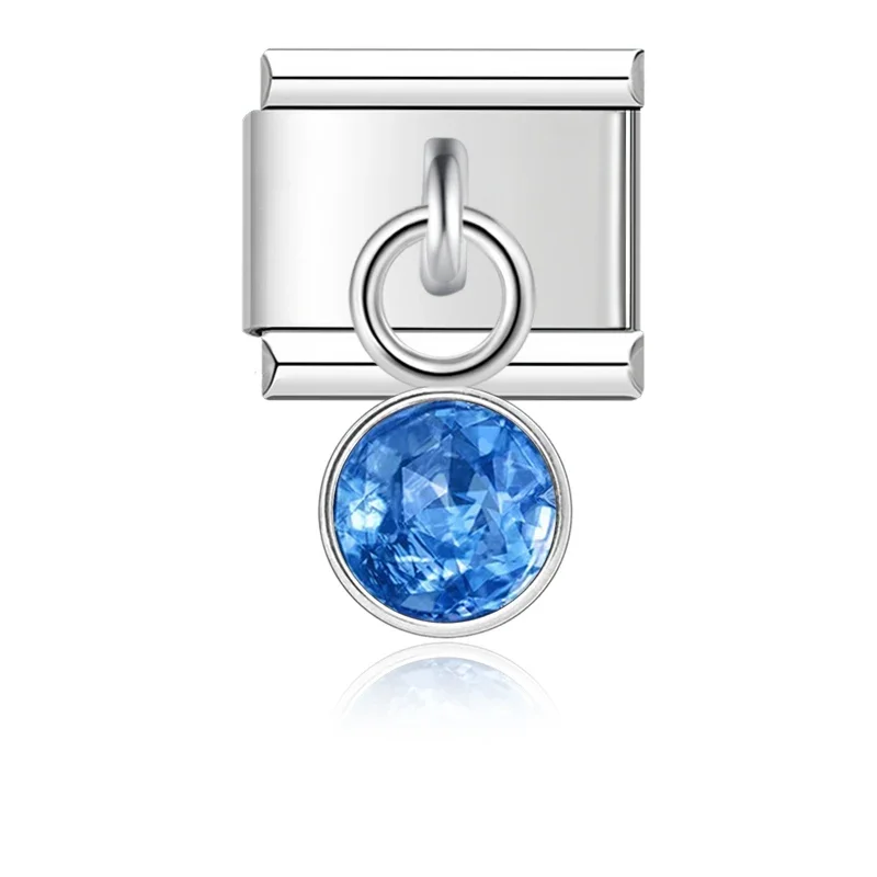 Silver Birthstone Crystal Dangle Italian Charm - Image 5